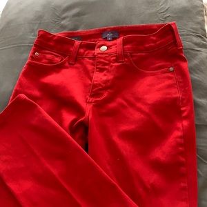 NYJD red denim leggings with tummy control